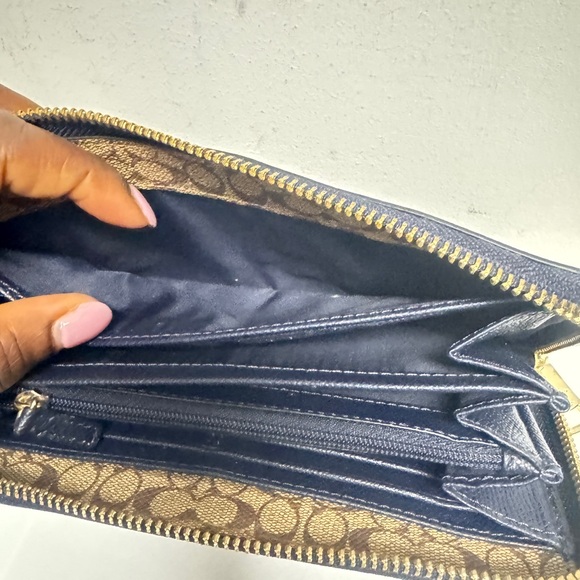 Coach Navy Leather Wallet with Gold Accents - Picture 6 of 9